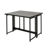Table de jardin - ferret - pliante - m�tal - noir - 98 x 80 x 72 cm - 4 personnes