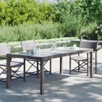 Table de jardin - garosa - 3723 - 190x90x75 cm - verre tremp� - r�sine tress�e - 6 personnes