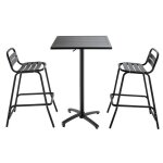 Table de jardin mange - debout et 2 chaises en aluminium gris - oviala