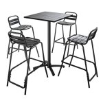 Table de jardin mange - debout et 4 chaises en aluminium gris - oviala Table de jardin mange - debout et 4 chaises en aluminium gris - oviala