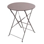 Table de jardin table � manger ronde pliante dext�rieur en m�tal coloris taupe - diam�tre 60 x hauteur ...