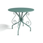 Table de jardin d. 80 cm en m�tal fa�on fer forg� - vert amande - guermantes de mylia