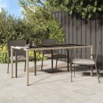 Table de jardin - mothinessto - ly3825 - beige et noir - verre tremp� - r�sine tress�e