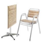 Table de jardin pliante et 2 chaises en aluminium et bois - oviala