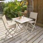 Table de jardin pliante carr�e azua argile 2 places en aluminium trait� en epoxy - hesp�ride