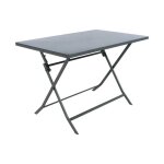 Table de jardin pliante rectangulaire greensboro graphite 4 places en m�tal - hesp�ride