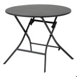 Table de jardin pliante ronde greensboro graphite 4 places en acier - hesp�ride