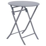Table de jardin pliante ronde greensboro gris quartz 2 places en acier trait� �poxy - hesp�ride