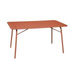 Table de jardin pliante mtal 6 places. terracotta. amelia. 140x80cm. traitement antirouille. lattes ...