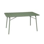 Table de jardin pliante mtal 6 places. vert. amelia. 140x80cm. traitement antirouille. lattes et bords ...