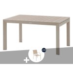 Table de jardin rectangulaire extensible coulissante evasion 8 / 10 places lin et argile + 10 fauteuils ...