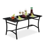 Relaxdays table de jardin rectangulaire terrasse et balcon robuste et solide mtal hlp 555x120x60 cm ...