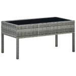 Table de jardin rectangulaire en résine tressée - gris - 75 x 40 x 37 cm Table de jardin rectangulaire en résine tressée - gris - 75 x 40 x 37 cm