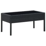 Table de jardin rectangulaire en r�sine tress�e - noir - 75 x 40 x 37 cm