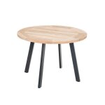 Table de jardin ronde en bois teck - jardiline - cocos - � 105 cm - beige