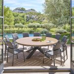 Table de jardin ronde oraclion noir graphite 12 places en aluminium - hesp�ride - graphite