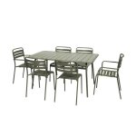 Table de jardin pliante métal + 6 assises 2 fauteuils 4 chaises. amelia. kaki. 141. 2 x 80 x 72. 5cm Table de jardin pliante métal + 6 assises 2 fauteuils 4 chaises. amelia. kaki. 141. 2 x 80 x 72. 5cm