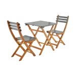Table de jardin pliante bois dacacia + 2 assises kaki hilora . table carr�e