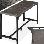 Table de jardin - tectake - table de bar lovas en rotin avec plaque en gr�s amovible cadre aluminium ...