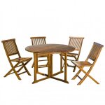 Table de jardin - paris prix - troxi - ronde - naturel - bois - 120x75x45cm