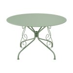 Table de jardin d. 120 cm en m�tal fa�on fer forg� - vert amande - guermantes de mylia