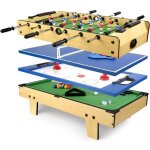 Table de jeu 4 en 1 leomark - baby - foot billard tennis de table hockey - jaune - 8 ans et plus
