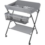 Table � langer 3 en 1 avec baignoire b�b� pliante - huole - gris - r�glable en hauteur