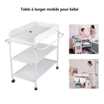 Table � langer mobile � roulettes pour b�b� willonin� plan � langer portable � 3 niveaux avec portant ...