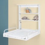 Table  langer murale rabattable - roba - matelas impermable inclus - 2 tagres intgres - bois laqu ...