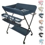 Table � langer pliable et portable table � langer pliante chambre b�b� r�glable en hauteur (bleu marine) ...