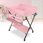 Table  langer pliable portable rose - kedia - grand comptoir - mtal - 40 kg - 0 mois - naissance