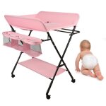 Table  langer pliante pour bb - jeobest - 80 * 66 * 98cm - hauteur rglable - couleur rose