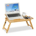 Relaxdays table de lit et canap� pour ordinateur portable en bambou pliable hauteur et inclinaison r�glables ...