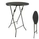 Table mange debout pliable - diamètre 80cm h110cm - table haute pliante de bar - plateau résine structure ... Table mange debout pliable - diamètre 80cm h110cm - table haute pliante de bar - plateau résine structure ...