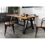 Table  manger 140x90cm - bois massif recycl laqu (multicolore) - industrial 83