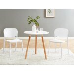 Table  manger 2 personnes en mdf et htre - blanc - rolena