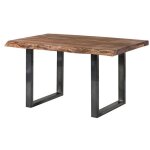 Table � manger 260x100 en bois de sheesham sabl� nature pied central anthracite brillant freeform 5