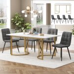 Table � manger avec 4 chaises ensemble cuisine de table avec pieds de chaise r�glables gris