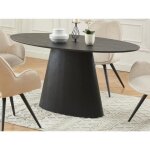 Table � manger 6 personnes placage fr�ne - noir - antelada