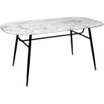 Table � manger en acier et verre tremp� coloris blanc - longueur 160 x profondeur 90 x hauteur 76. 5 ...