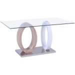 Table à manger - ayane - verre trempé et mdf - chêne & blanc - 6 places - contemporain Table à manger - ayane - verre trempé et mdf - chêne & blanc - 6 places - contemporain