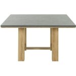 Table � manger carr�e louane en agglom�r� avec un d�cor de ch�ne et de b�ton. dimensions: 140x140x77 ...