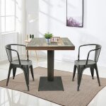 Table � manger carr�e � un pied - homewell - 60 * 60 * 75 cm - fer + planche de bois