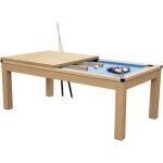 Table de billard convertible bois clair tapis bleu clair - eddie - rendez - vous dco