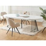 Table à manger extensible 2 à 12 personnes en mdf et acier - effet marbre blanc et noir - firela Table à manger extensible 2 à 12 personnes en mdf et acier - effet marbre blanc et noir - firela