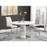 Table  manger extensible - 4  6 personnes - mdf et mtal inoxydable - blanc laqu - cusco