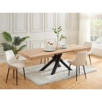 Table  manger extensible 6  10 personnes en mdf et mtal - naturel et noir - catonav