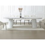 Table  manger extensible 6  + 12 personnes en mdf - effet marbre blanc - cloeva