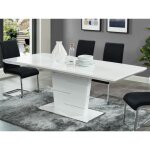 Table  manger extensible amelle - 6  8 personnes - mdf laqu blanc