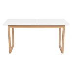 Miliboo - table � manger extensible rectangulaire rallonges int�gr�es finition blanc et bois clair ch�ne ...